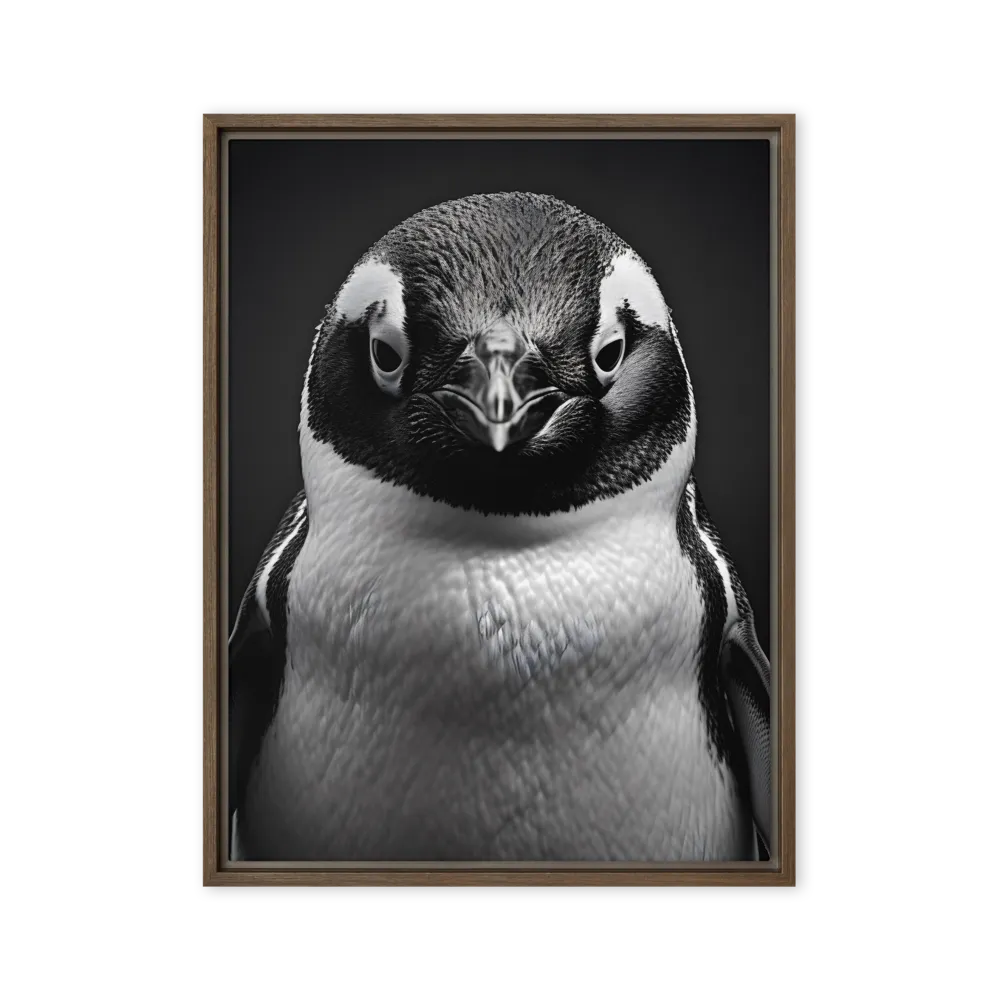 Majestic Penguin Portrait | Canvas with Brown Frame | 24″×32″