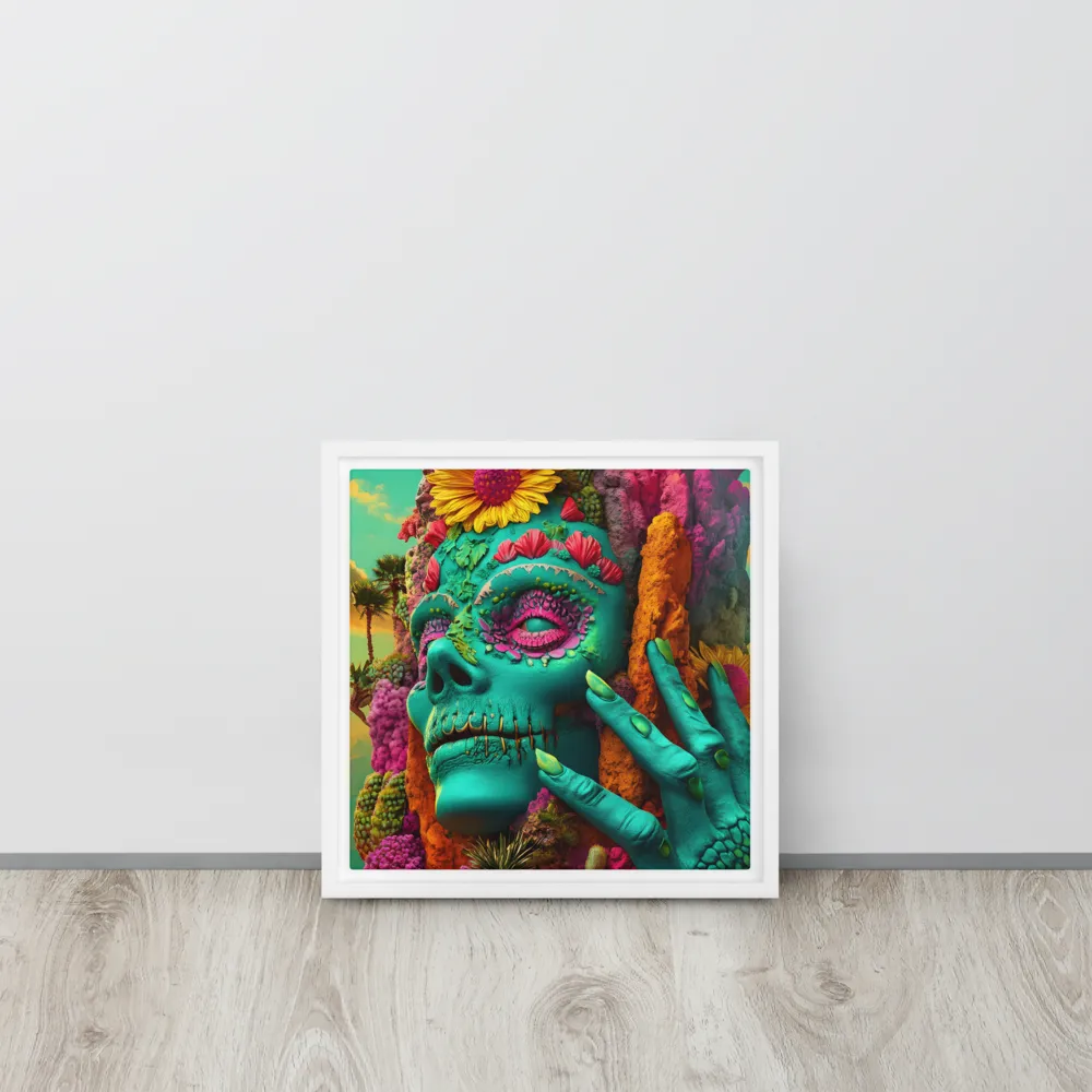 Ethereal Skull Garden | Canvas with White Frame | 12″×12″