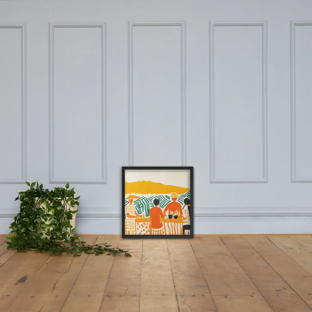 Summer Vibes: Café Conversations | Poster with Black Frame | 18″×18″