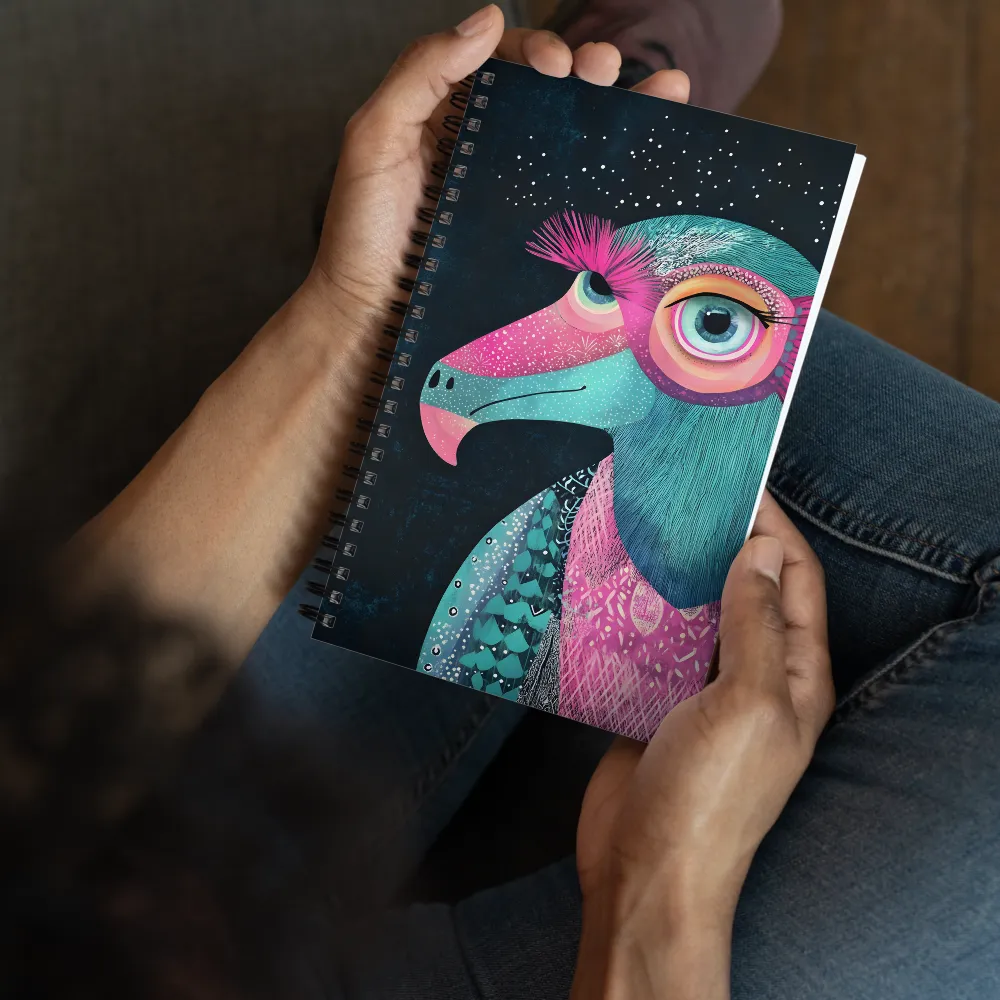 Whimsical Vulture: A Dance of Colors | Spiral Notebook