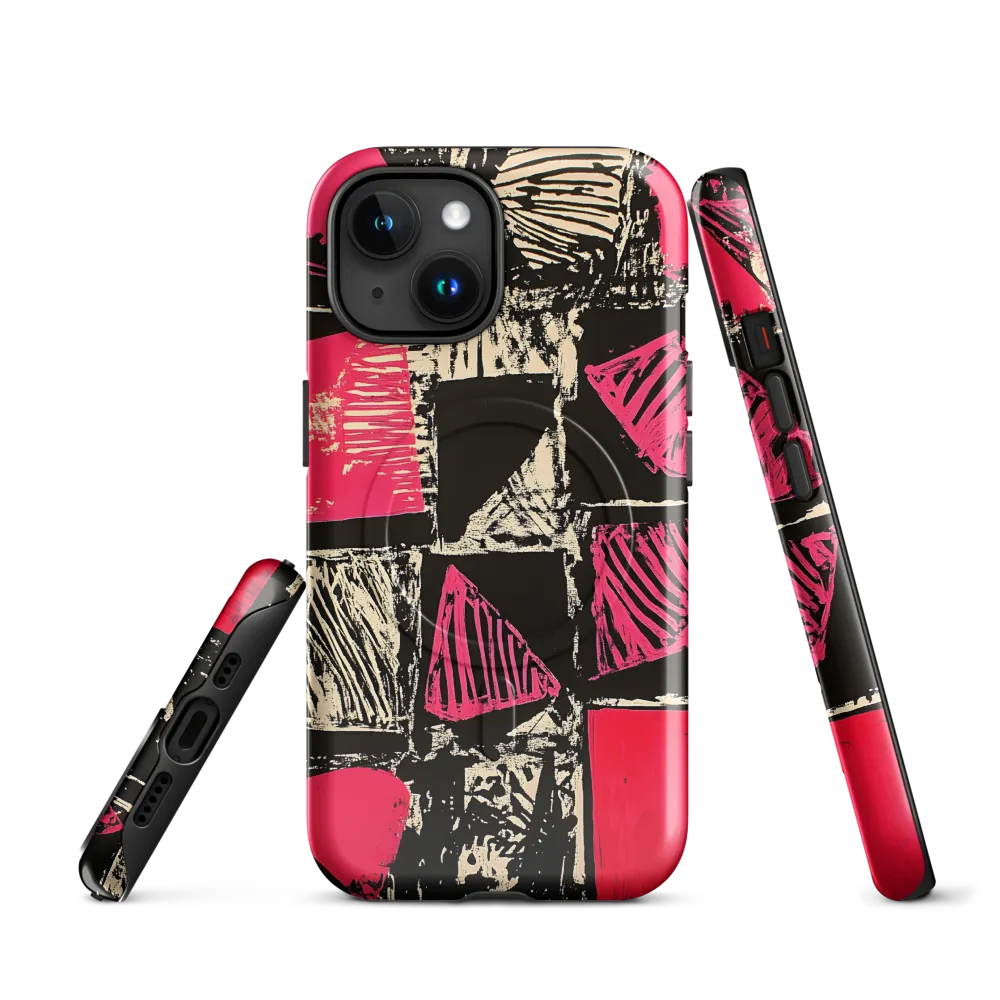 Geometric Symphony in Pink and Black
