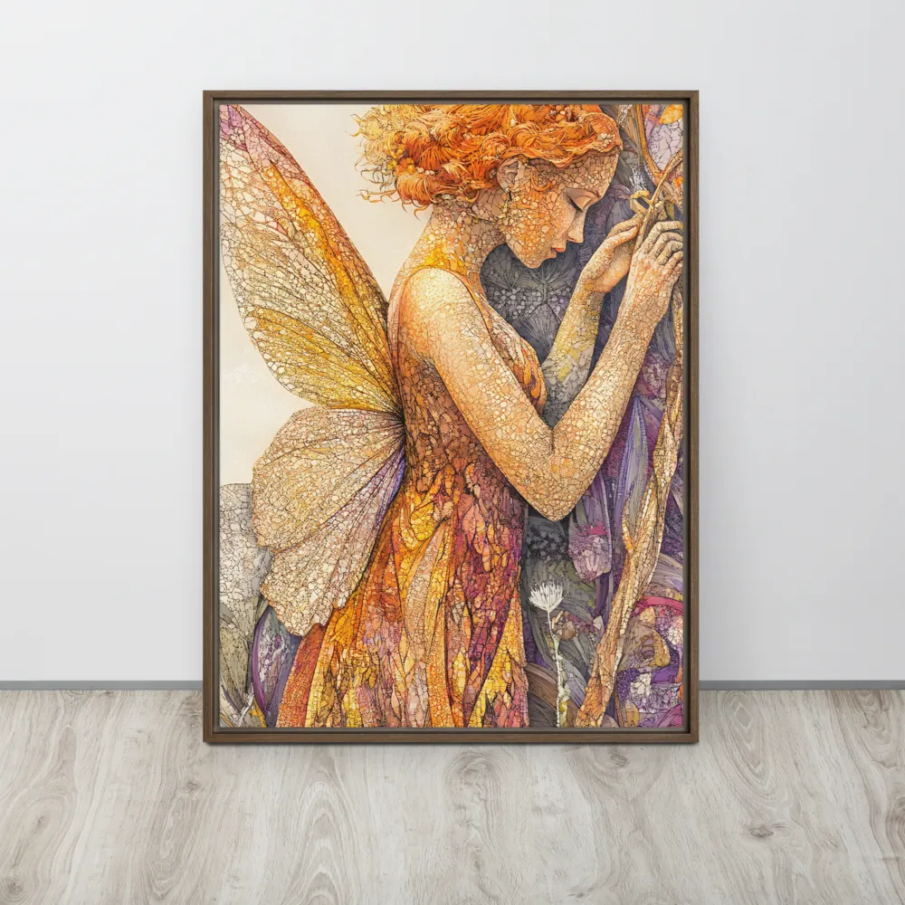 Whispers of the Frosted Meadow | Canvas with Brown Frame | 24″×32″