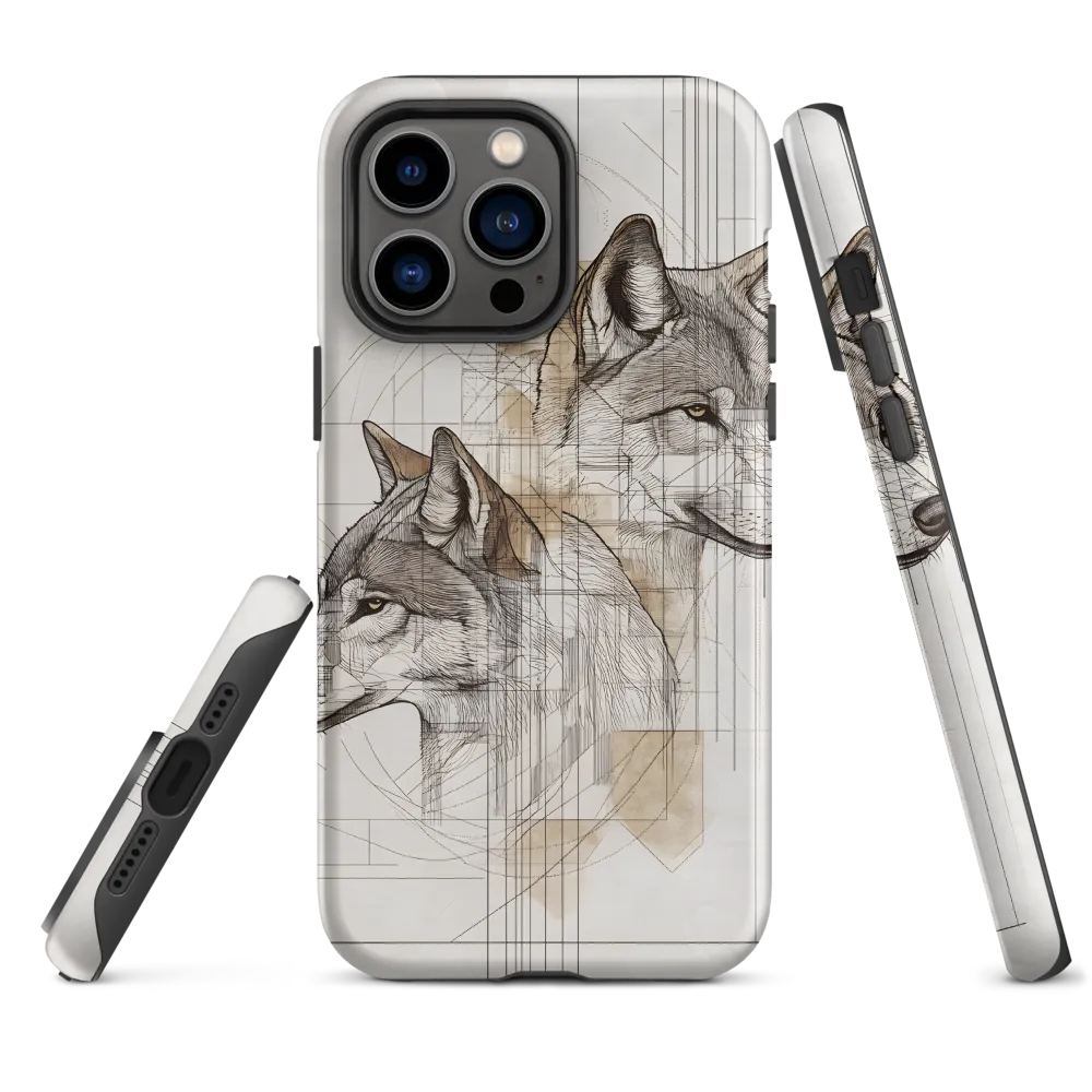 Geometric Harmony: The Essence of Wolves | Phone Case |  14 Pro Max | Tough Case | Matte