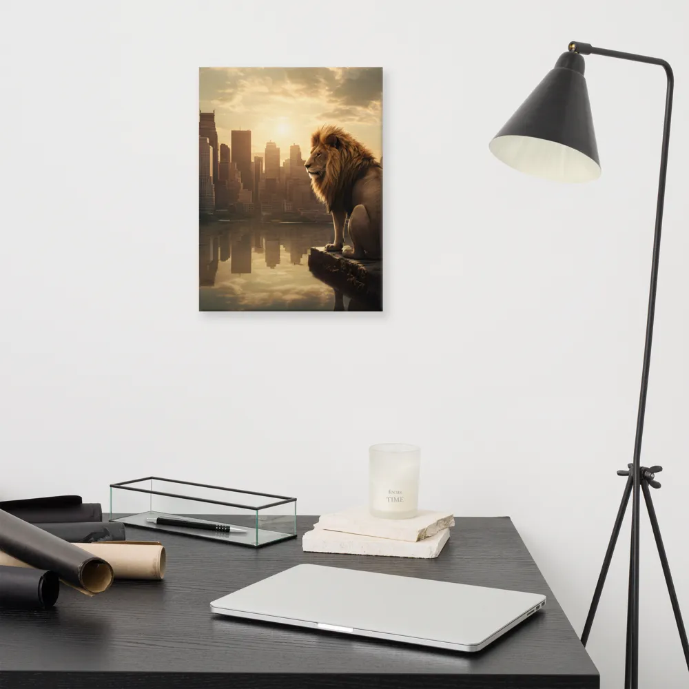 The Lion's Gaze Over the Urban Symphony