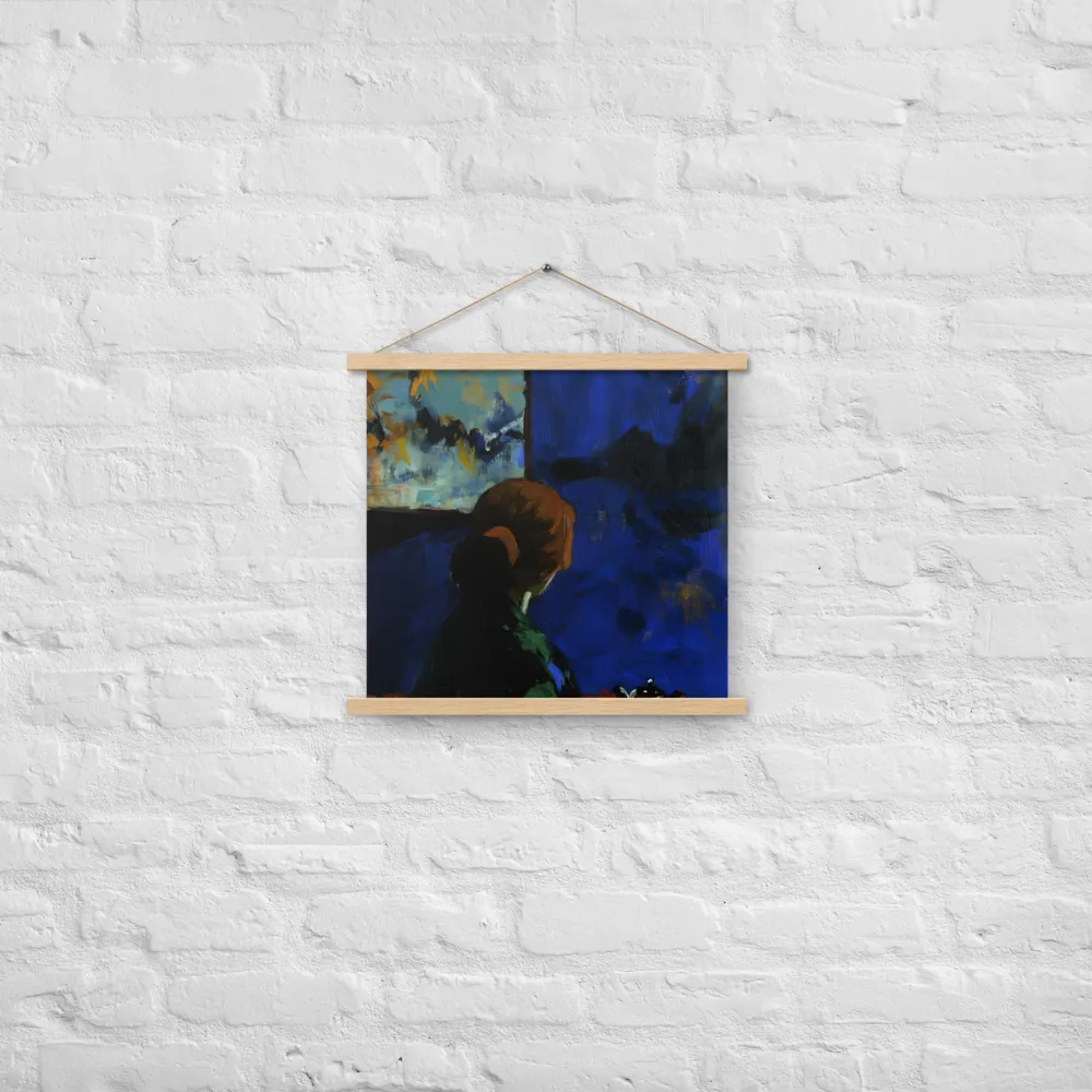 Contemplation Under the Night Sky | Poster With Oak Wood Hanger | 18″×18″