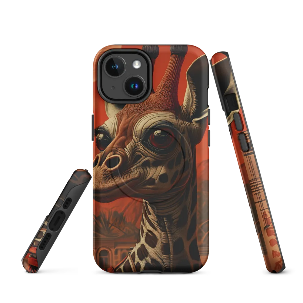 Whimsical Giraffe in an Orange Dreamscape