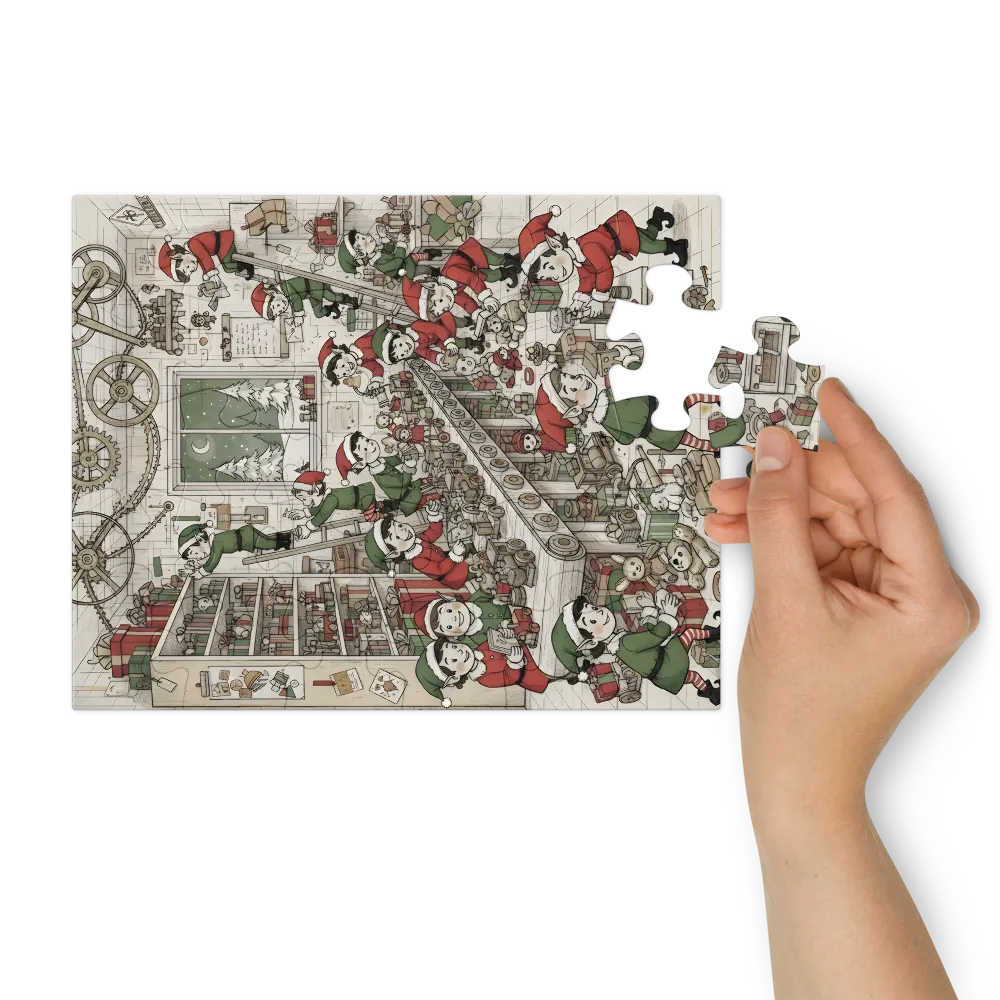 Elves' Toy Workshop 
 Jigsaw Puzzle in Tin Box