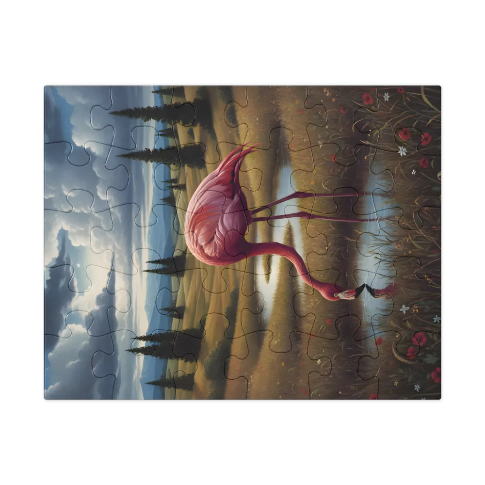 Meadow Flamingo 
 Jigsaw Puzzle in Tin Box