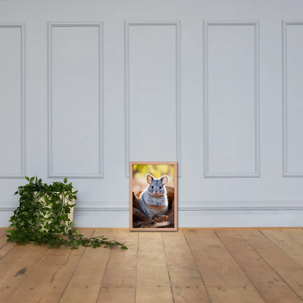 Gentle Whispers of Nature: The Chinchilla | Poster with Red oak Frame | 12″×18″