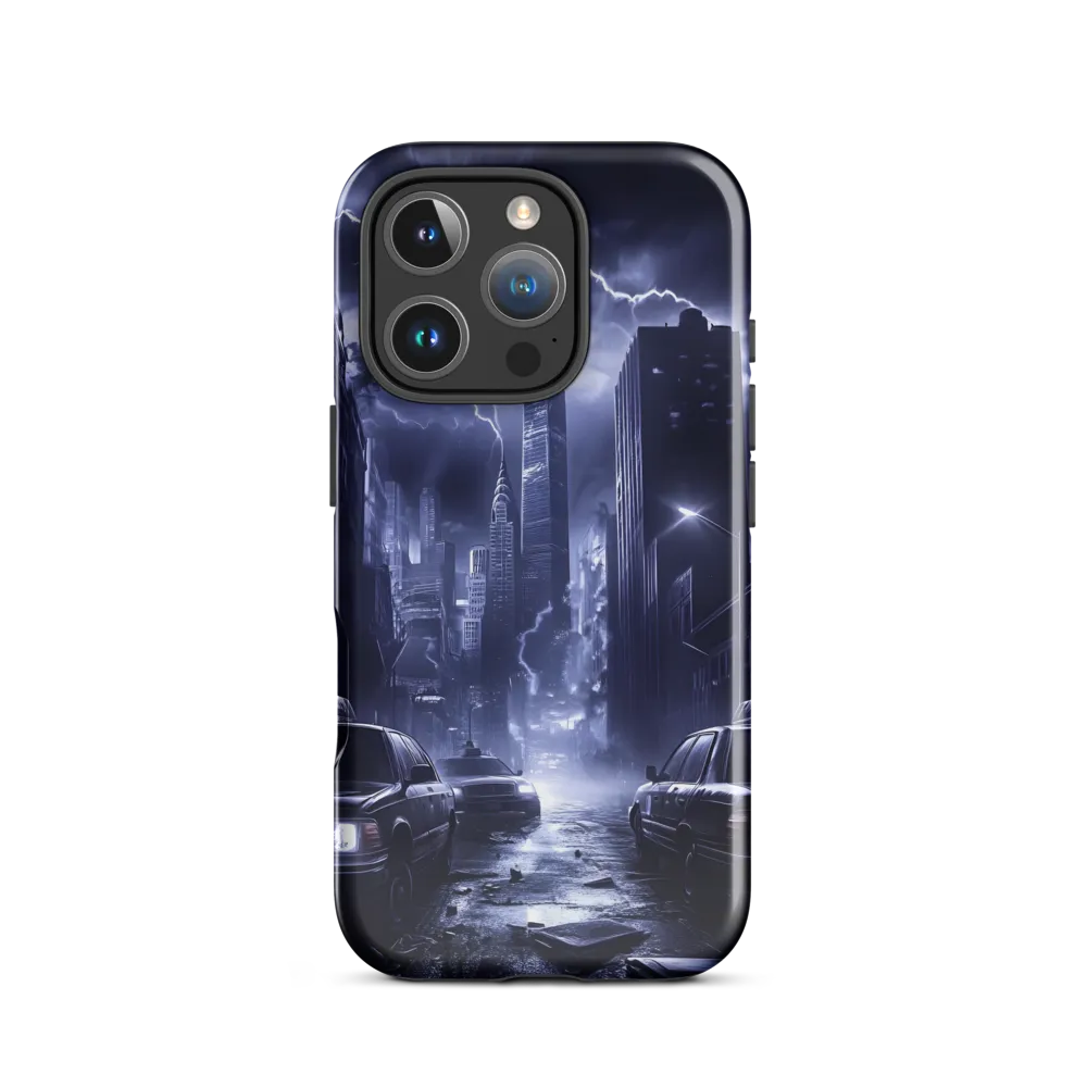 Stormy Cityscape: Shadows of the Night | Phone Case |  16 Pro | Tough Case | Glossy