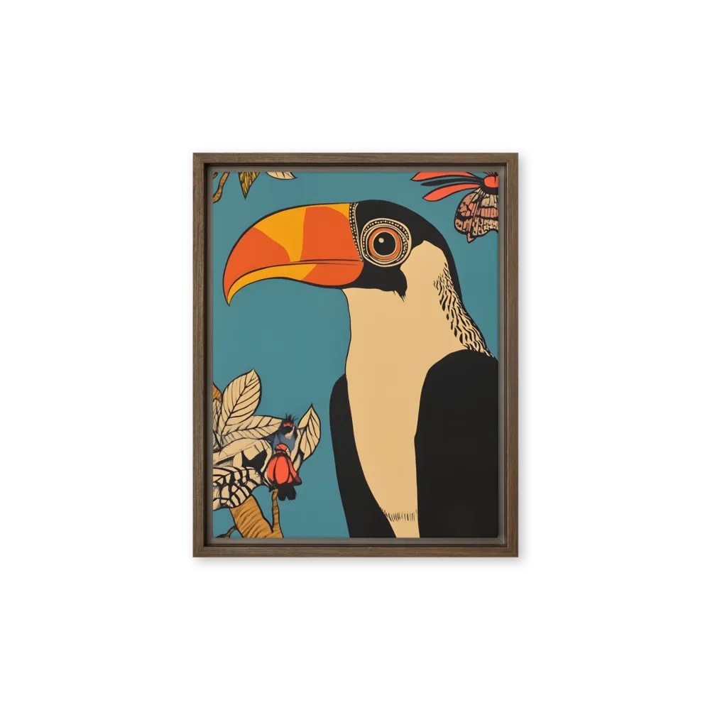 Tropical Majesty: The Toucan at Rest | Canvas with Brown Frame | 11″×14″