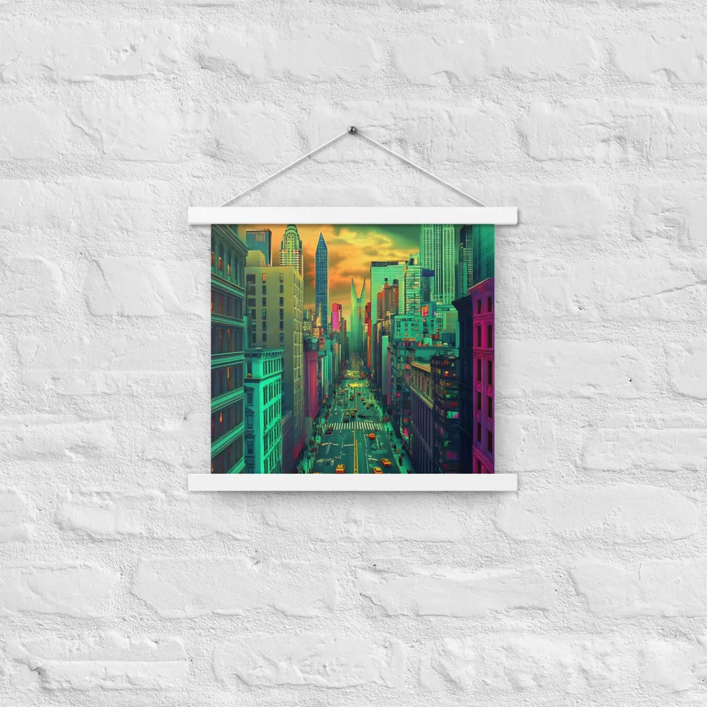 Urban Surrealism: Neon Dreams | Poster With White Wood Hanger | 14″×14″