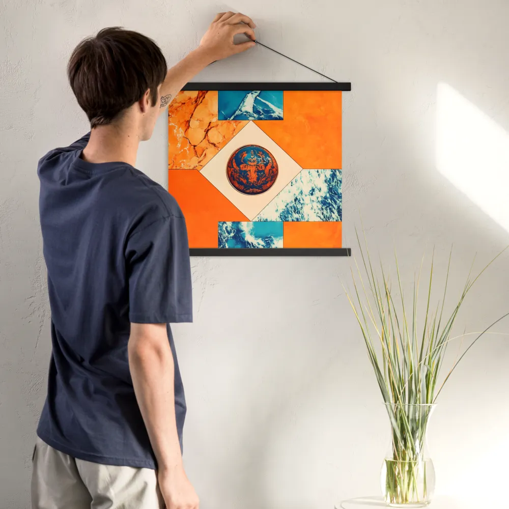 Harmonious Encounters: Abstract Geometry | Poster With Black Wood Hanger | 18″×18″