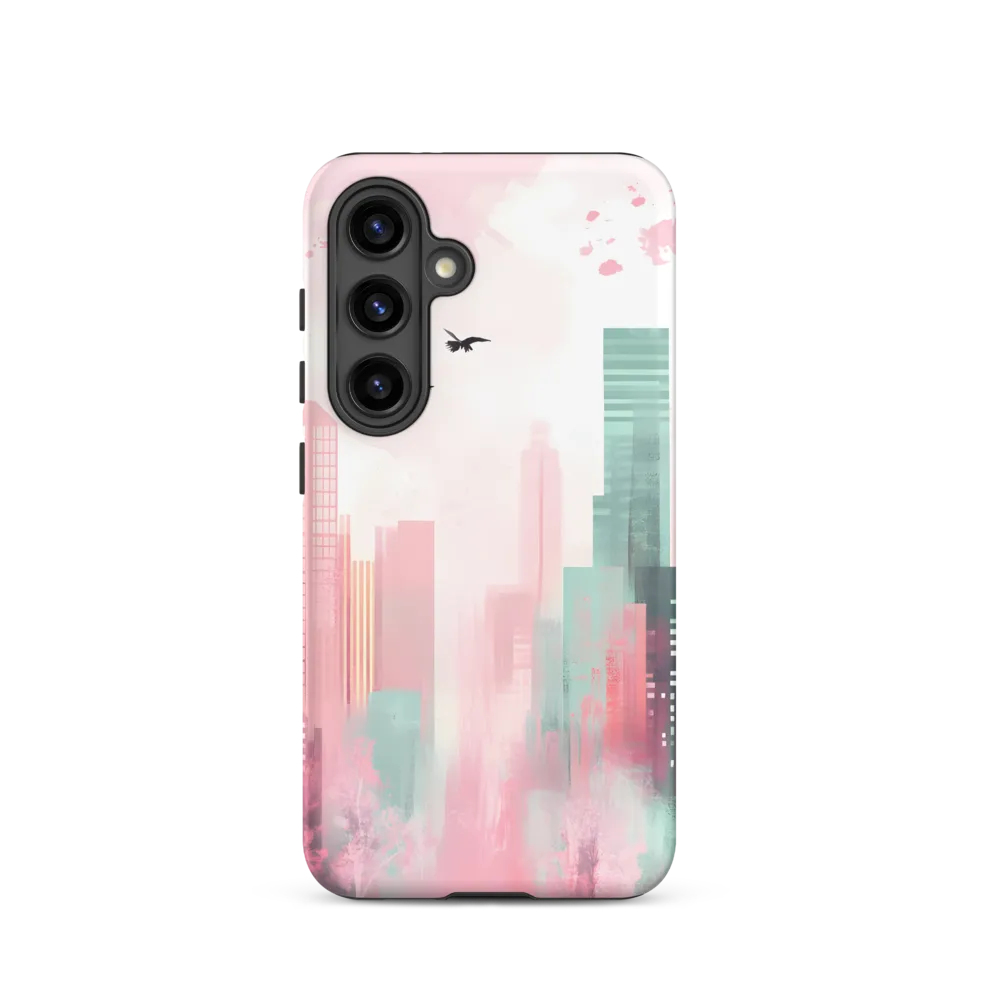 Dreamy Cityscape in Pink and Cyan
