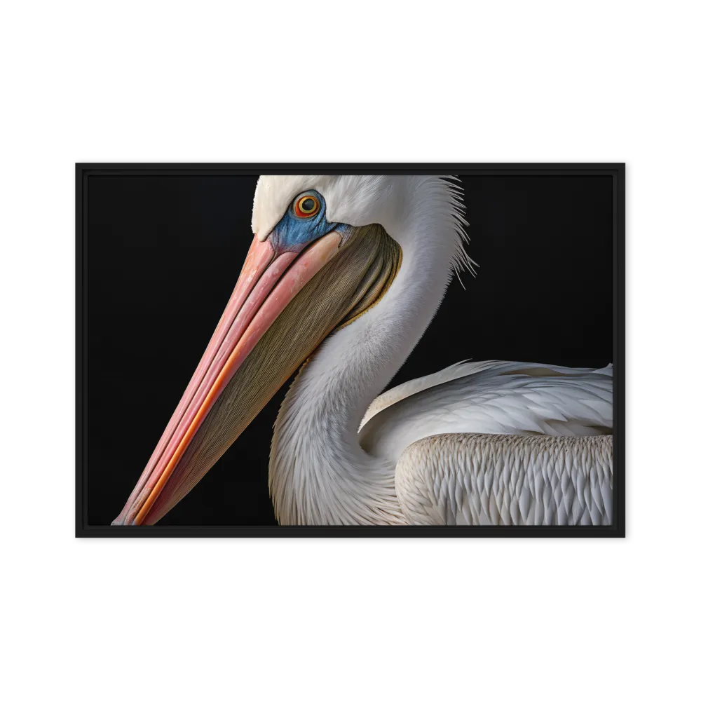 Elegance in White: The Pelican | Canvas with Black Frame | 24″×36″