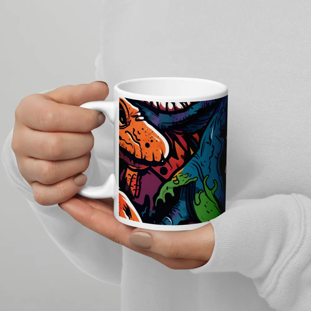 Dino Mania: A Colorful Frenzy | Mug with White inside | 11 oz