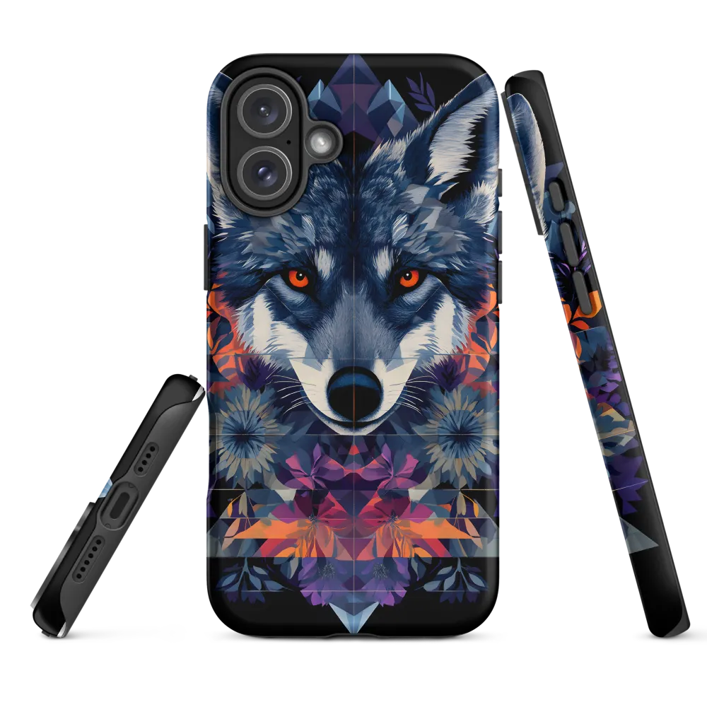 Mystical Wolf Amidst Floral Geometry