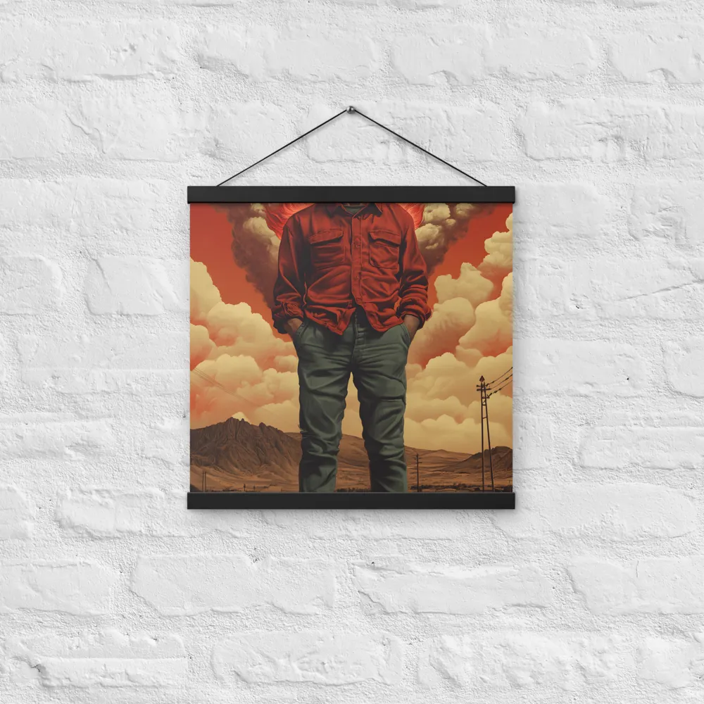 Defiant Spirit in a Surreal Landscape | Poster With Black Wood Hanger | 16″×16″