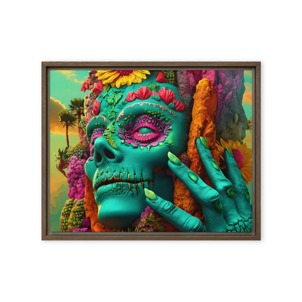 Ethereal Skull Garden | Canvas with Brown Frame | 16″×20″
