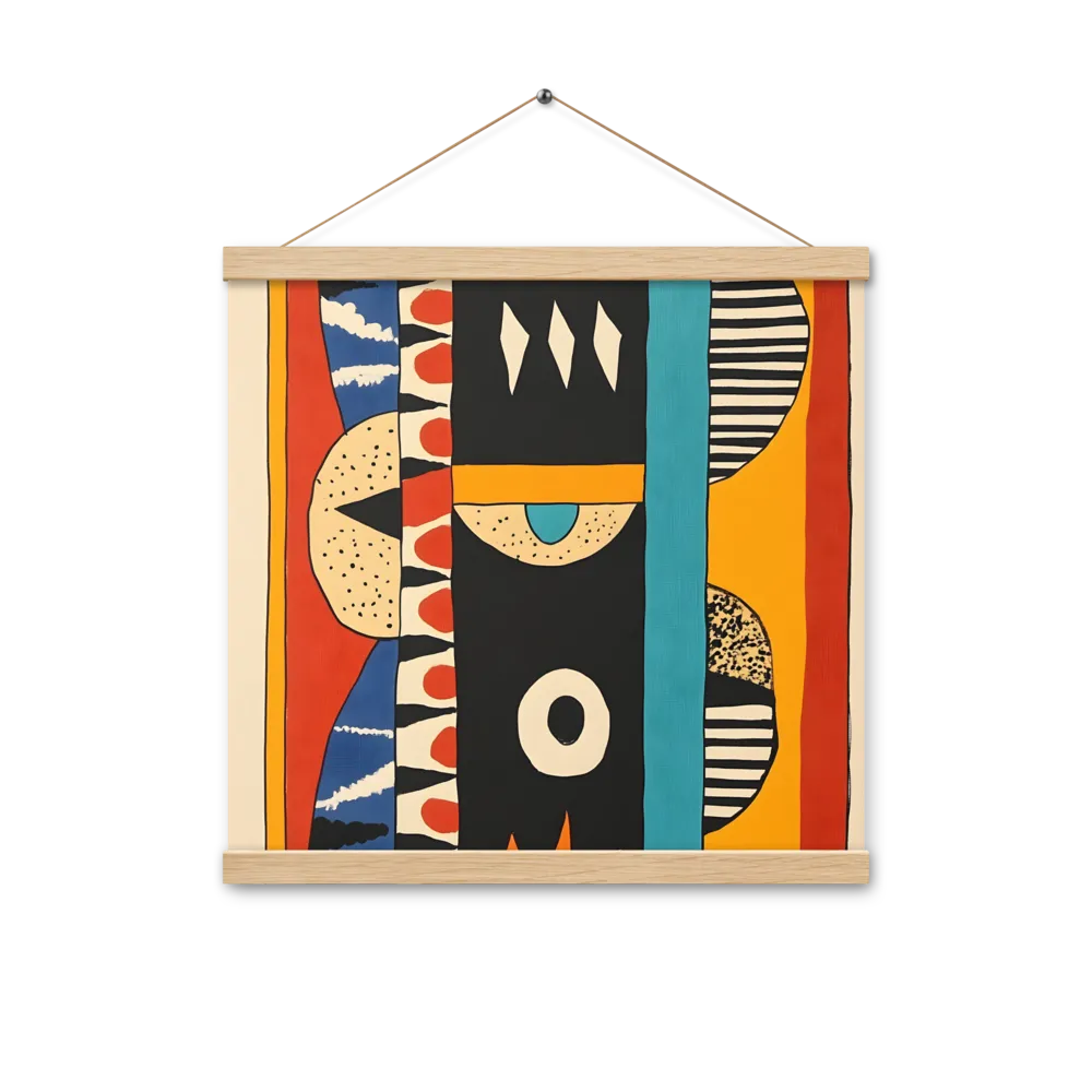 Playful Geometry: A Modern Abstract Exploration | Poster With Oak Wood Hanger | 16″×16″
