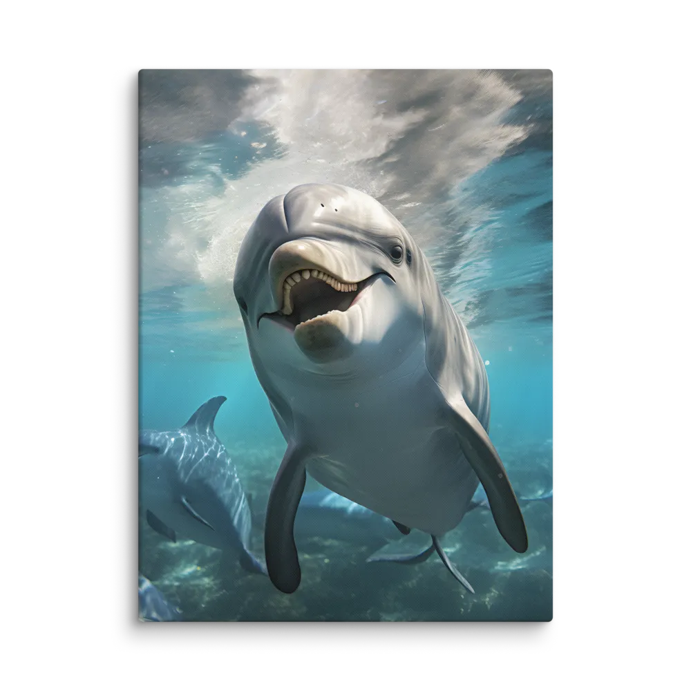 Beneath the Waves: A Dolphin's Dance | Canvas | 24″×32″