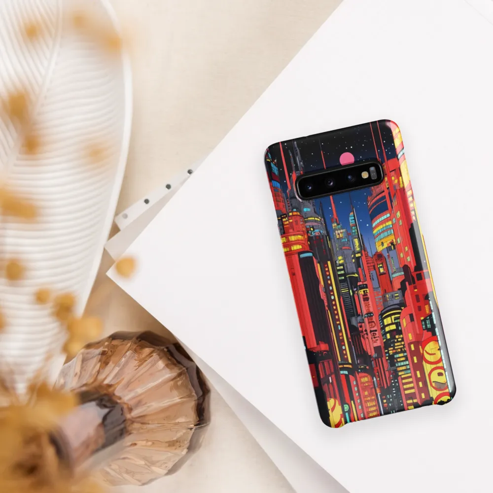 Neon Dreams: A Cyberpunk Cityscape | Phone Case |  S10 | Snap Case | Glossy