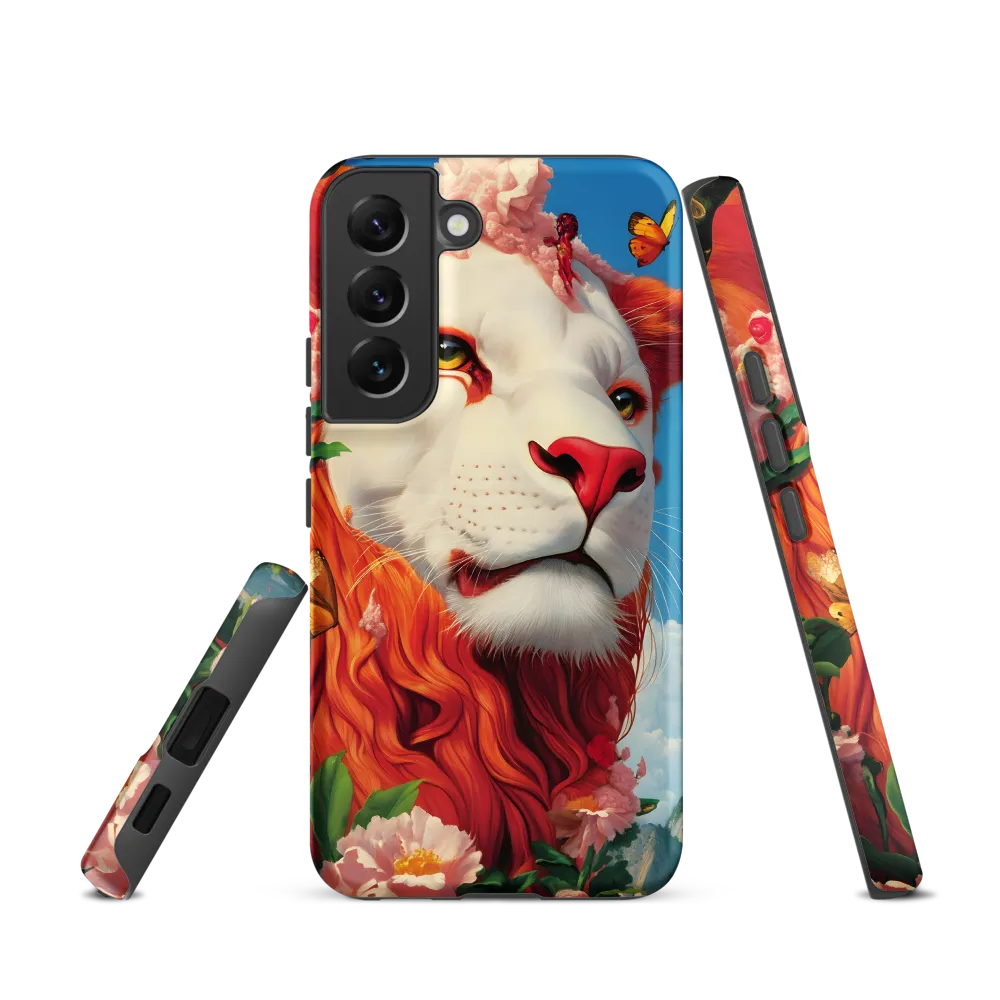Majestic Lion Amidst Floral Splendor