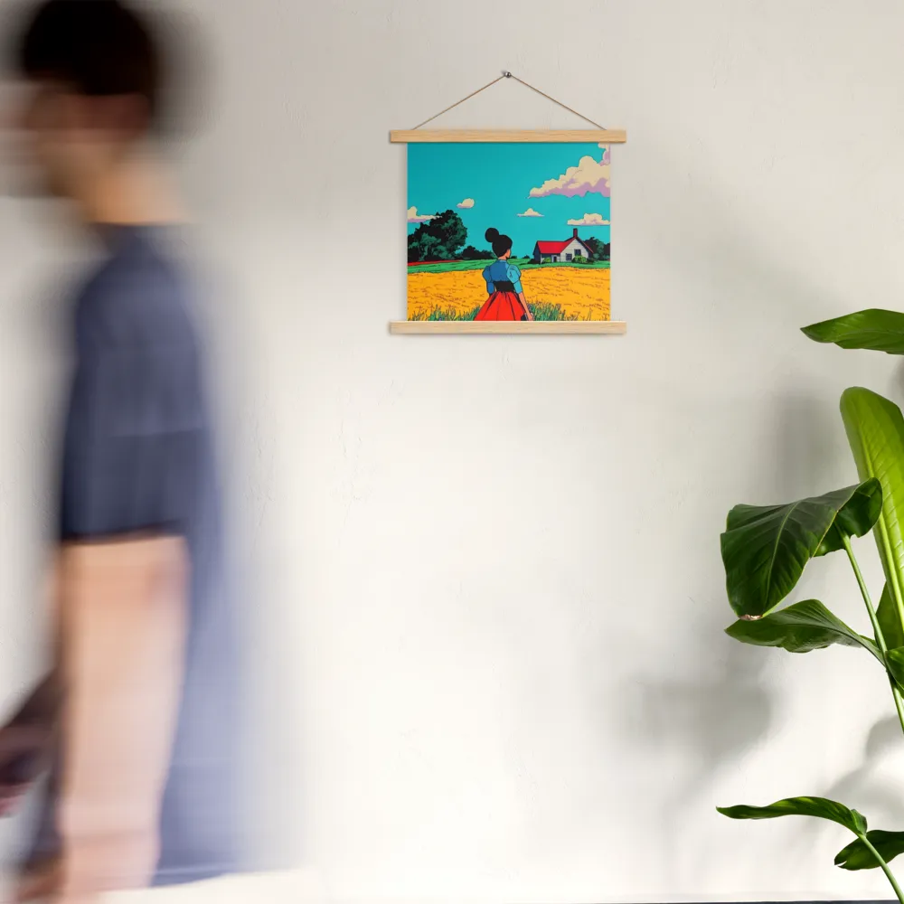Whispers of a Sunlit Meadow | Poster With Oak Wood Hanger | 14″×14″