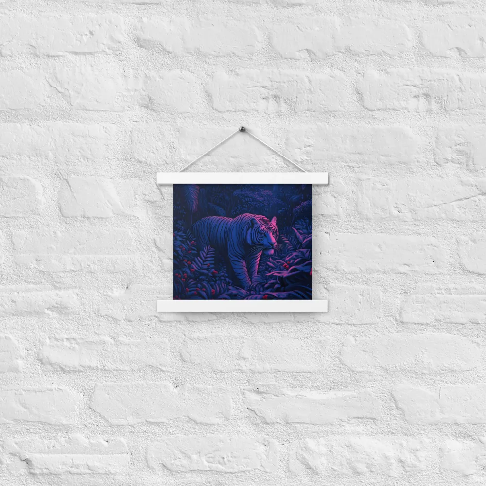 Mystic Prowler: The White Tiger in the Jungle | Poster With White Wood Hanger | 10″×10″
