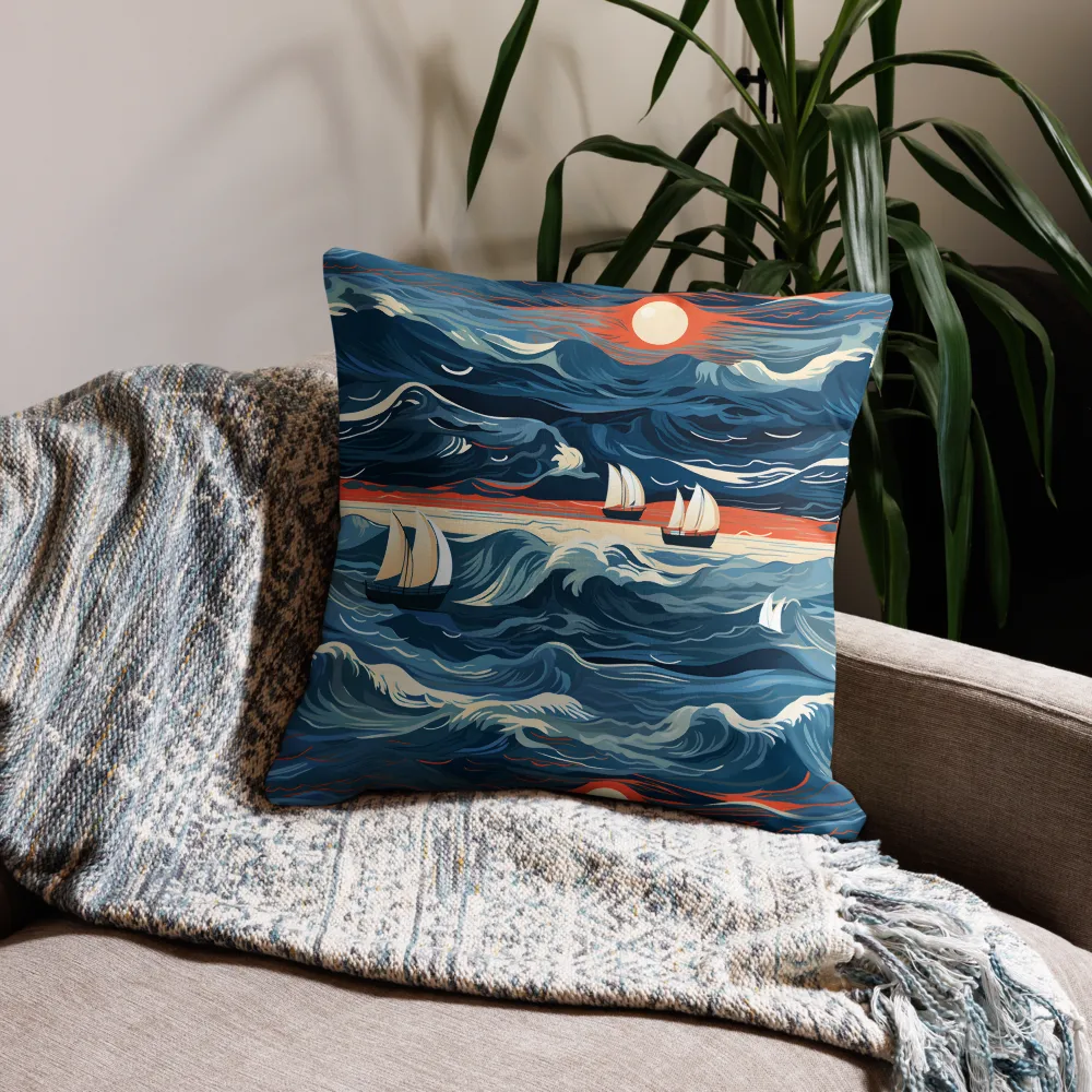 Ocean Whispers: A Voyage at Dusk | Pillow | 22″×22″