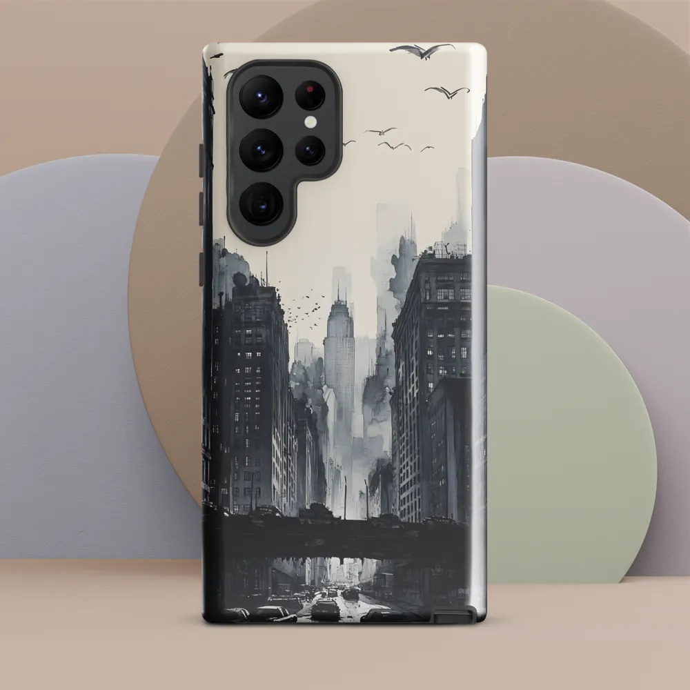 City Whispers: A Monochrome Reflection | Phone Case |  S22 Ultra | Tough Case | Glossy