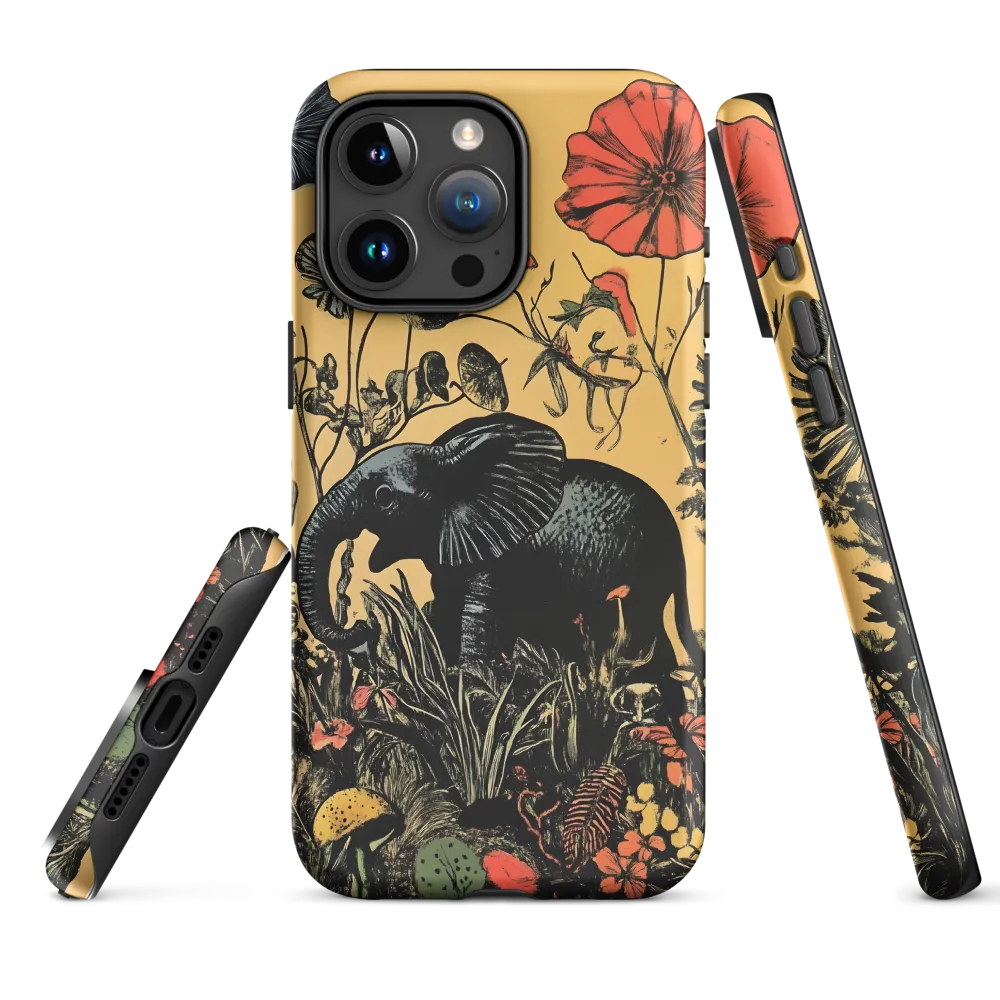 Floral Majesty: The Elephant's Sanctuary | Phone Case |  15 Pro Max | Tough Case | Matte