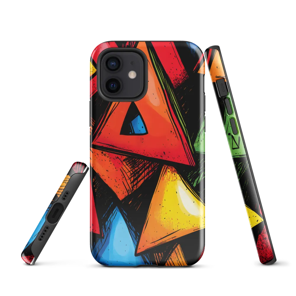 Vibrant Triangles in Abstract Harmony | Phone Case |  12 | Tough Case | Glossy