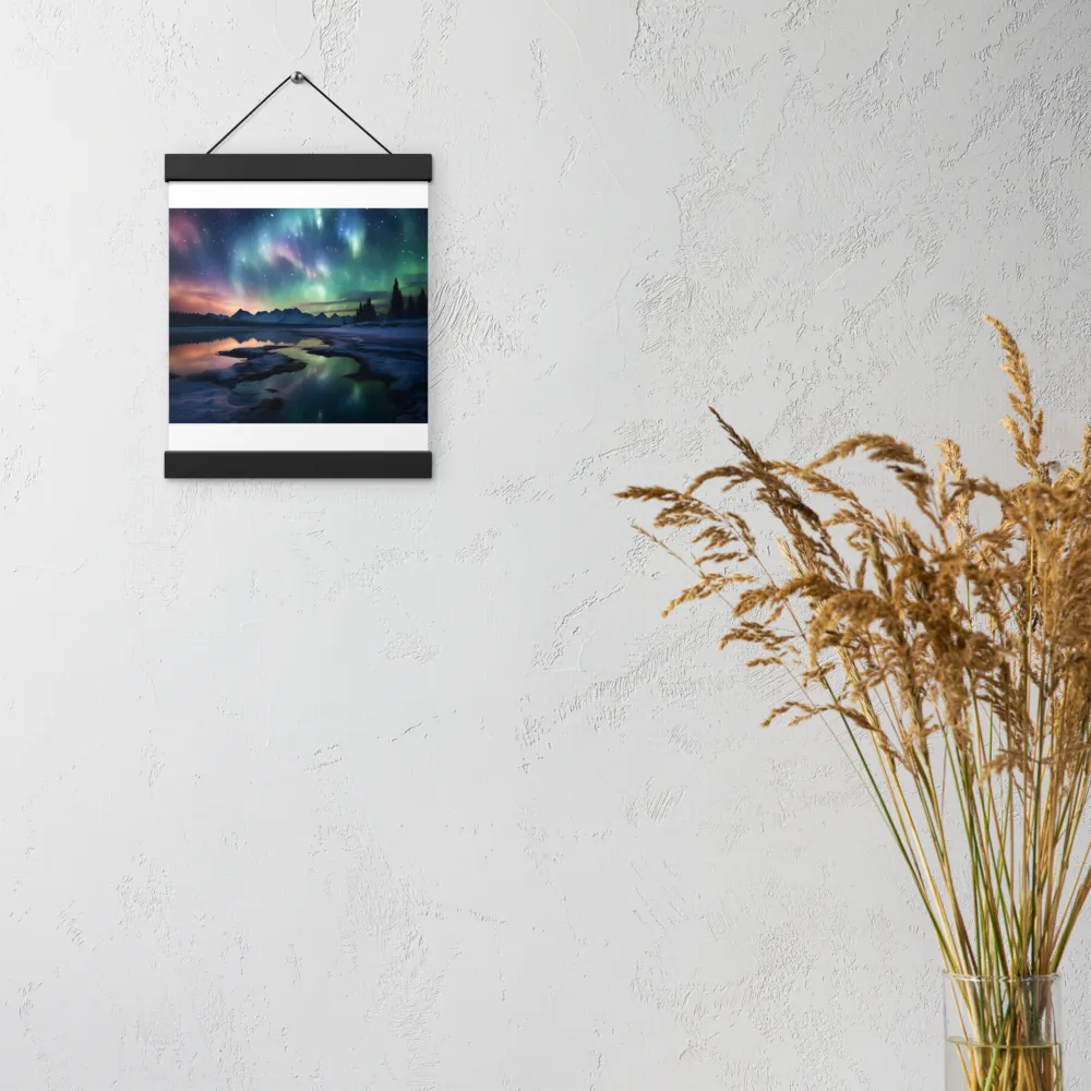 Ethereal Aurora: A Night Under the Stars | Poster With Black Wood Hanger | 8″×10″