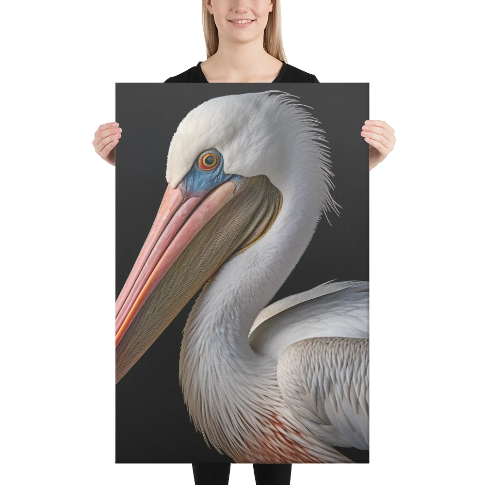 Elegance in White: The Pelican | Canvas | 24″×36″