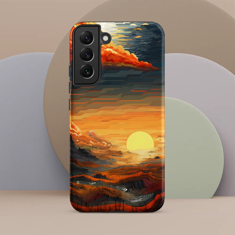 Ethereal Sunset: A Serene Landscape in Flowing Forms | Phone Case |  S22 Plus | Tough Case | Matte