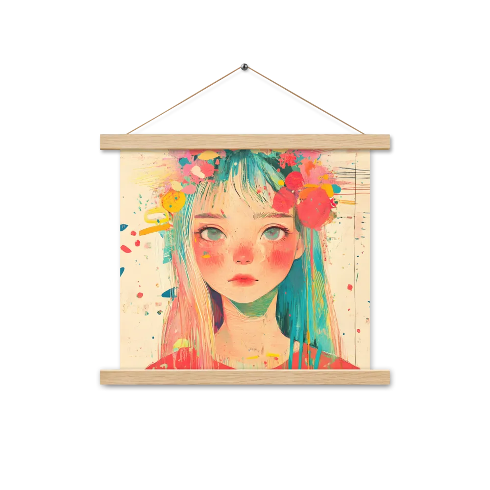 Whimsical Blossom | Poster With Oak Wood Hanger | 14″×14″