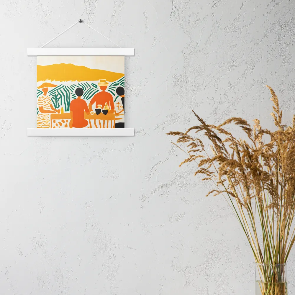 Summer Vibes: Café Conversations | Poster With White Wood Hanger | 10″×10″