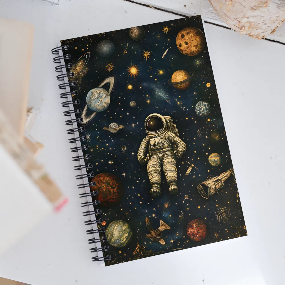 Cosmic Voyage: An Astronaut's Solitude | Spiral Notebook