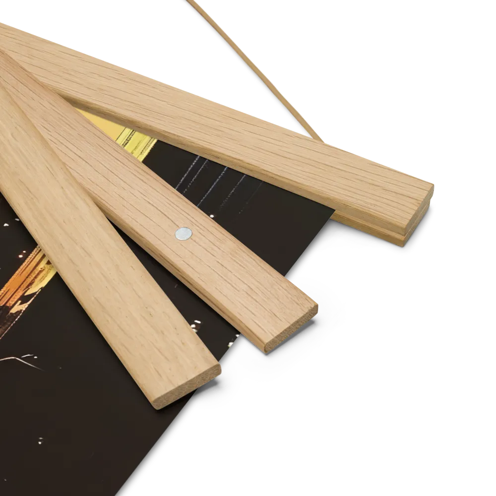 Metro Nexus: A Futuristic Cityscape | Poster With Oak Wood Hanger | 14″×14″