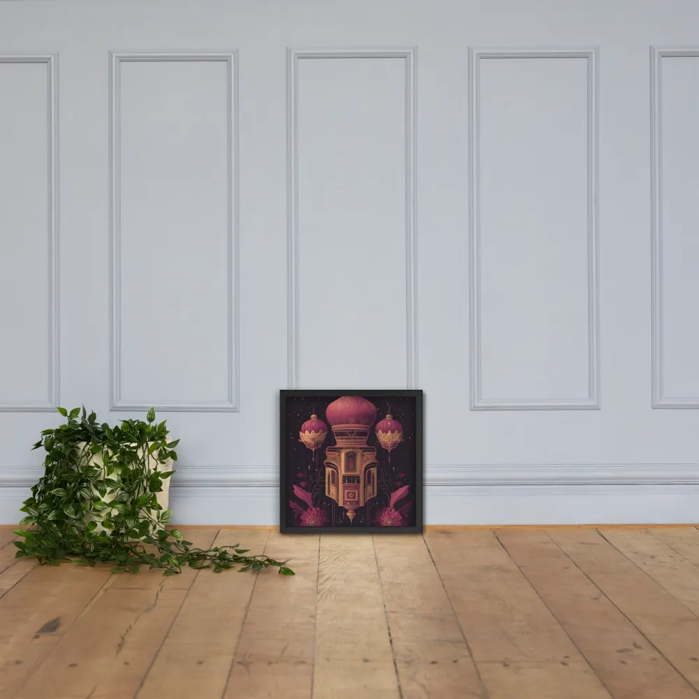 Ornate Harmony: A Digital Floral Architecture | Poster with Black Frame | 16″×16″