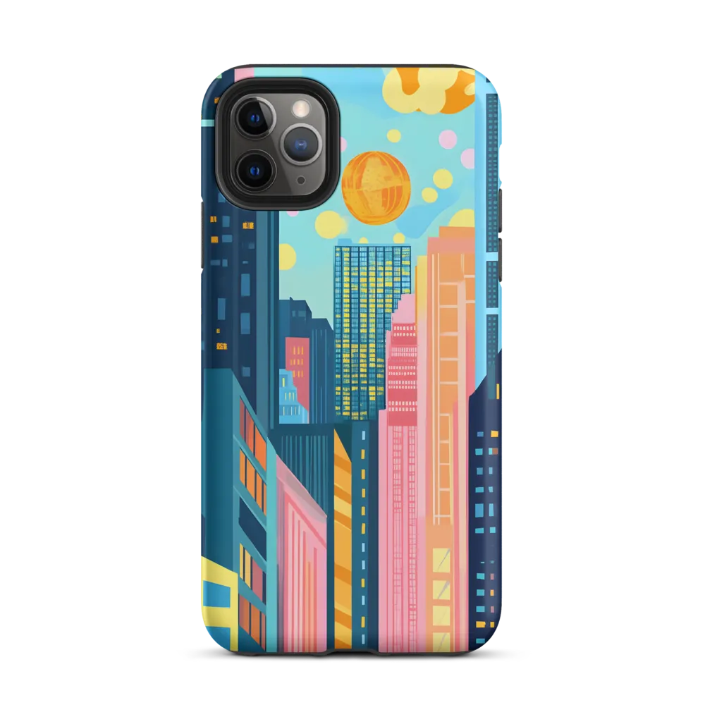 Cyan Skyline with Golden Orb