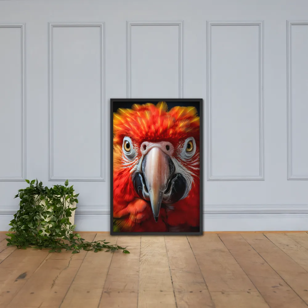 The Fiery Gaze of the Parrot | Poster with Black Frame | 24″×36″