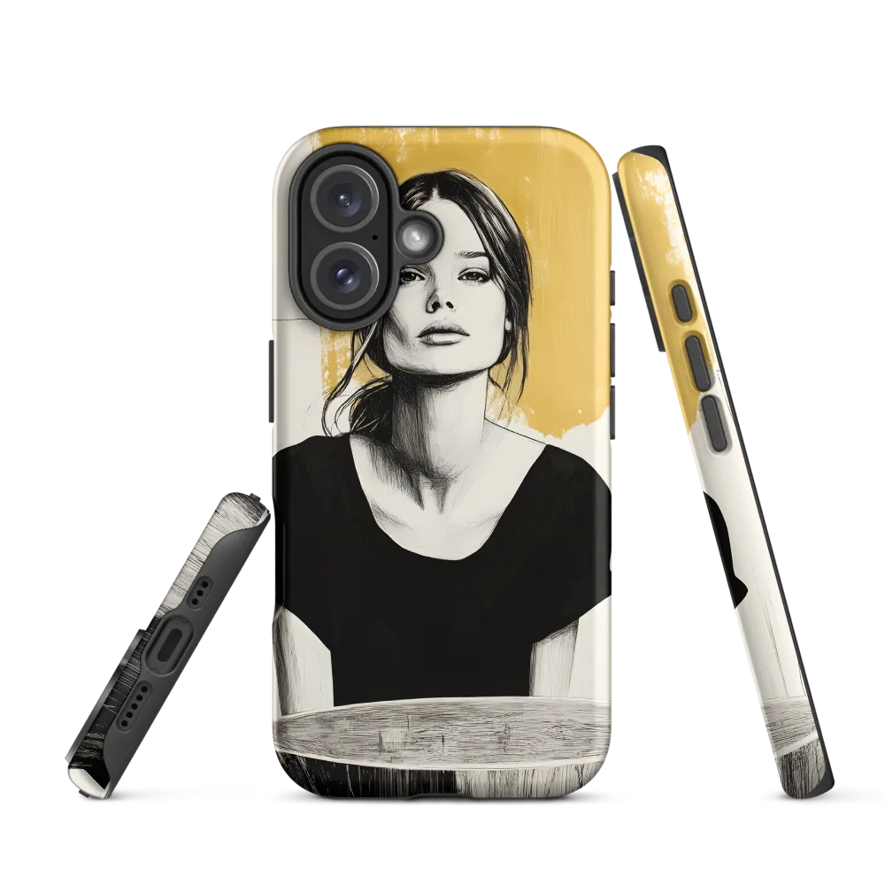 Golden Serenity: A Minimalist Portrait | Phone Case