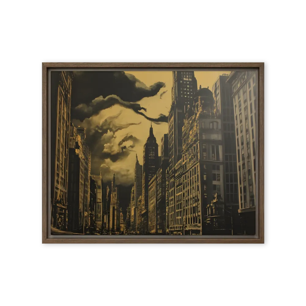 Echoes of a Forgotten Skyline | Canvas with Brown Frame | 16″×20″