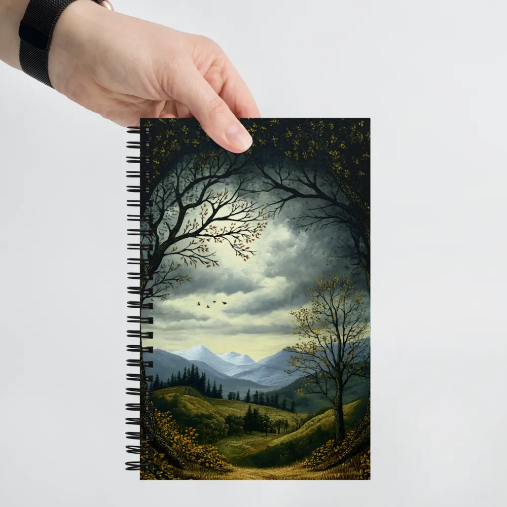 Nature's Embrace: A Tranquil Mountain Landscape | Spiral Notebook