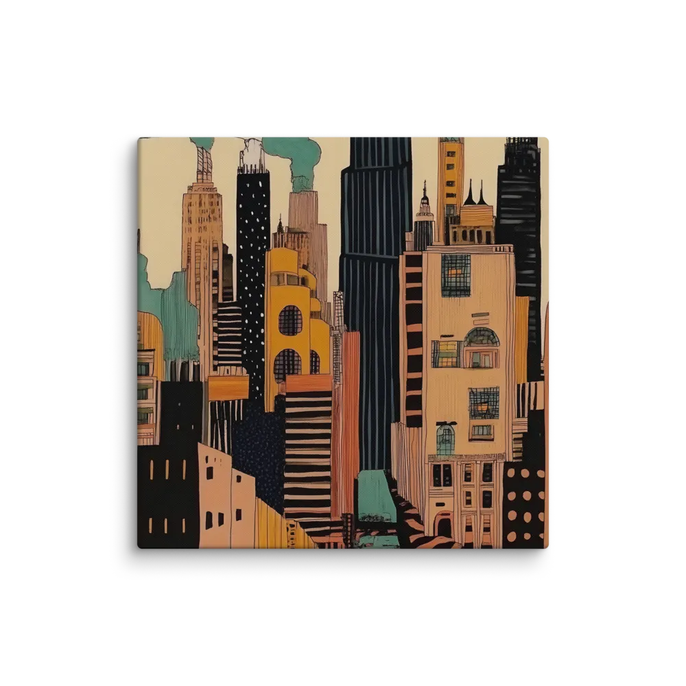 Urban Symphony in Ink | Canvas | 18″×18″