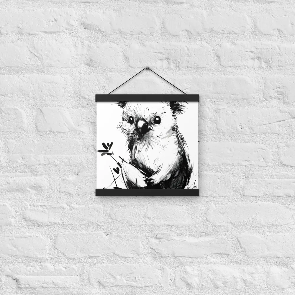 Whimsical Koala in Ink | Poster With Black Wood Hanger | 12″×12″