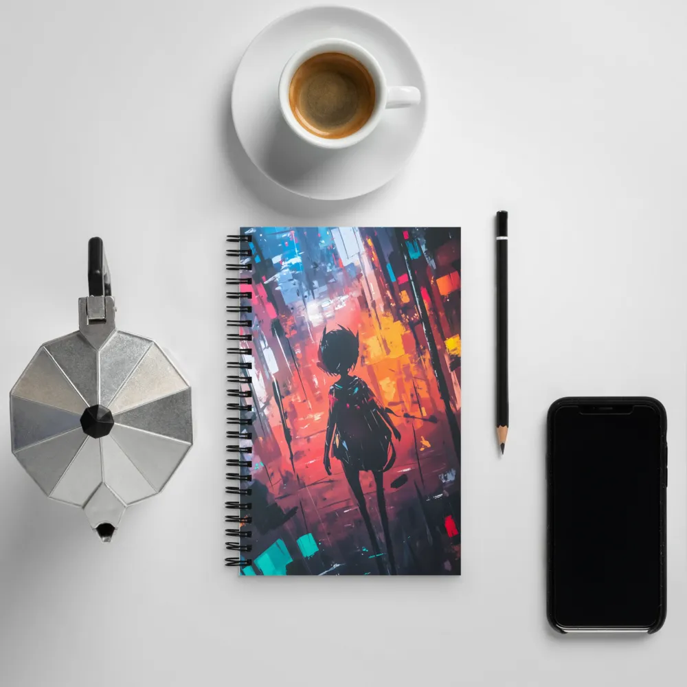 Silhouette in the Urban Abyss | Spiral Notebook