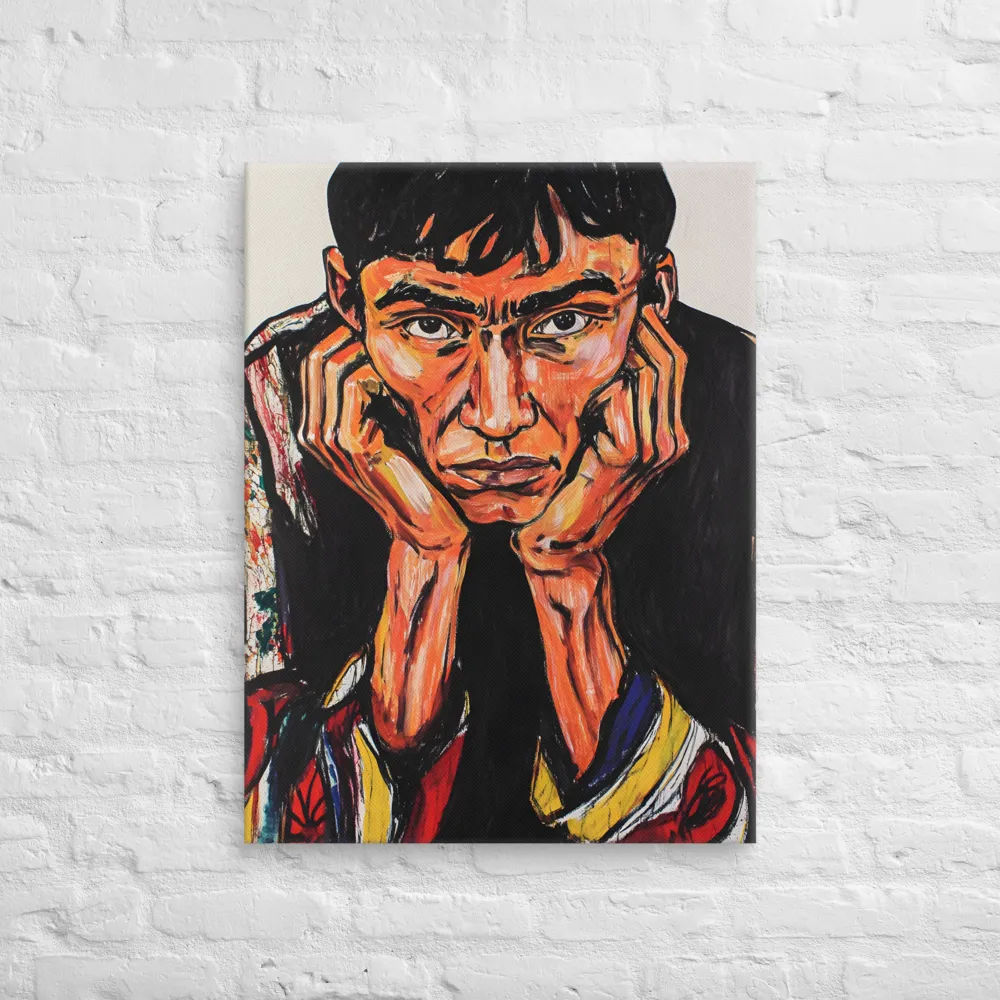 Contemplative Intensity: An Expressionist Portrait | Canvas | 24″×32″